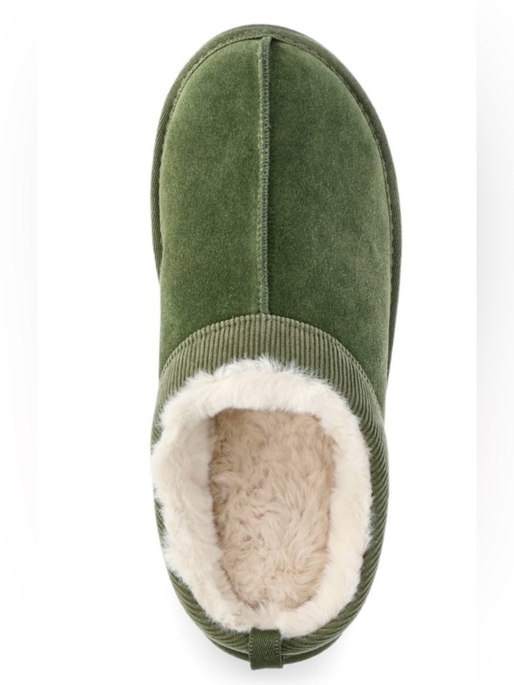 Women’s Olive Green Suede Slip-On Shearling Clog Slippers Size 8 NWT - Picture 4 of 6